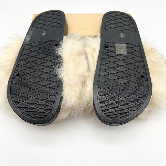 Funky Monkey Fur Slides Sz 7 Slippers Tan Black NWT - Picture 3 of 5